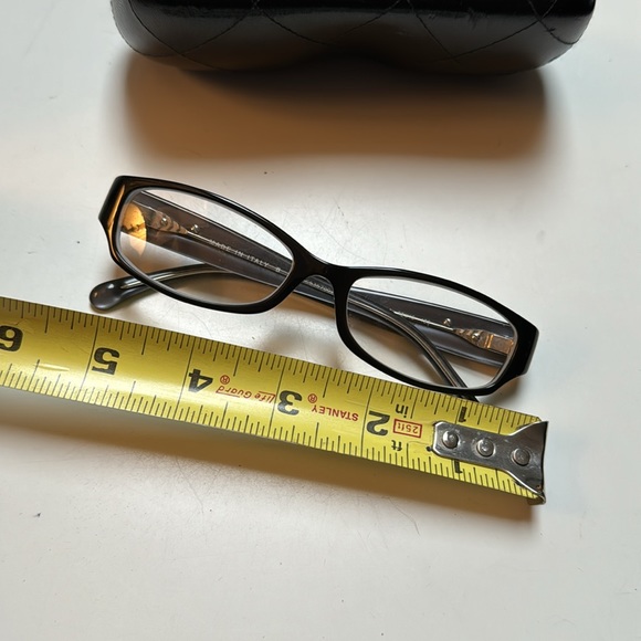 CHANEL vintage black enamel&Pearl RARE Camellia reader frames+Quilted Case+Cloth - Picture 11 of 12